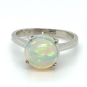 White Opal 3.19ct Platinum Solid Silver Ring
